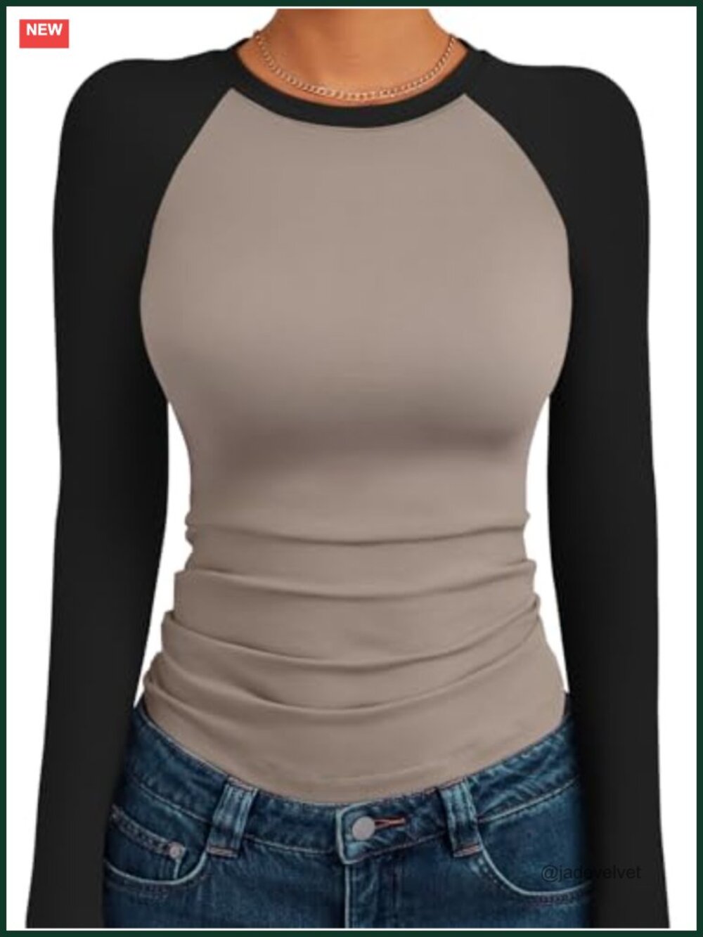 Women's Long Sleeve Slim Fit Stretchy Crew Neck Raglan T-Shirt